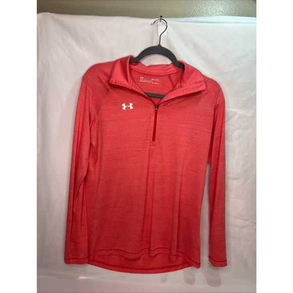 Under Armor Women’s HeatGear Loose 1/4 Zip Pullover - Coral Women's Small - Picture 3 of 5